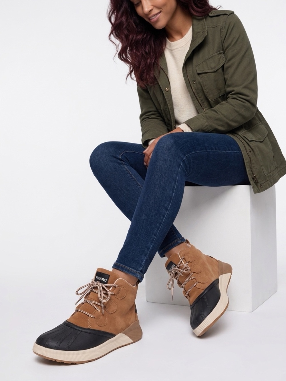 Rihero Women’s Brown and Black Waterproof Duck Boot Sneakers